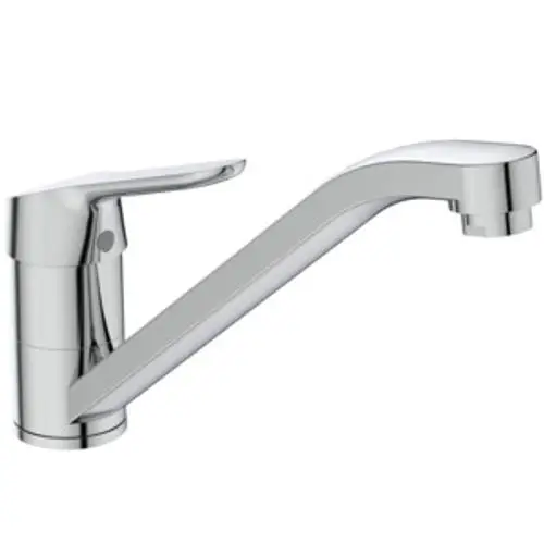 Küchenarmatur von Ideal Standard mit einem langen Auslauf, aus Chrom, geeignet für die Montage in Küchenbereichen. Minimales Design mit einer Hebelbedienung.